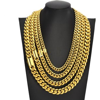 Hip Hop Men's Stainless Round Grinding Titanium Steel Plated Cuban Chain Necklace Women's