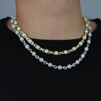 New Necklace 7mm Micro Inlaid Zircon Round Bead Necklace Men And Women's Same Style Personalized Jewelry