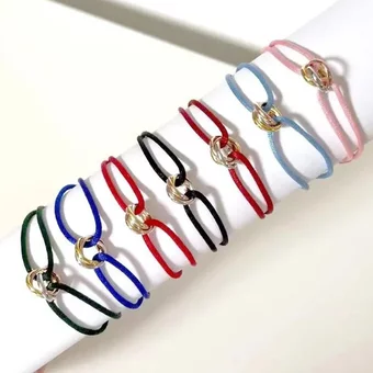 Bracelet Man Woman Designer Gold Jewlery Unisexstainless Steel Bracelet 3 Metal Buckle Ribbon Lace Up Chain Multicolor