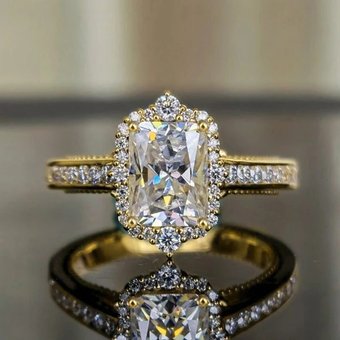 Cao Shi's New Square Diamond Princess Noble temperament Ring Fashion Engagement Women's Jewelry