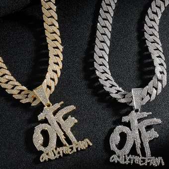 Fashion splicing full diamond letter pendant ins Cuban necklace trendy hip hop accessories for men and women