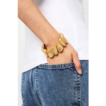 Womens Brushed Elasticated Chunky Bangle - Gold - One Size, Gold