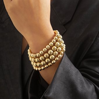 Accessories Punk Style Exaggerated Round Bead Chain Bracelet Hip Hop Trendy Geometric Metal Set Jewelry