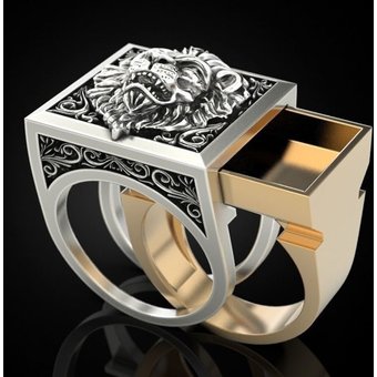 Hip Hop Punk Street Trend Luxury Lion Two-piece Ring Retro Creative Fashion Ring Men's Ring Single Jewelry
