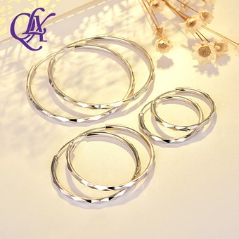 Qiaolan Xuan Style Big Circle Earrings for Women's Fashion Earrings, Silver Face Trimming Ear Jewelry, Anti