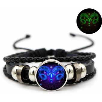 Twelve Constellations Women, Luminous Leather Bracelet For Men, Student Korean Style Fashion Simple Glowing Wristband
