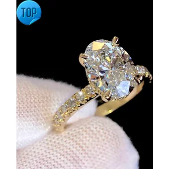 Hot Sale Real 9K 14K S Sier Wedding Set Oval Cut Latest Style Iamond Engagement Rings Moissanite Jewelry Pearl Gold