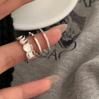 Korean New INS For Women Fish Scale Round Index Finger Accessory Niche Design Tail Stackable Plain Ring