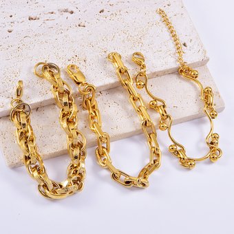 Personalized Hip-Hop Punk Style Exaggerated Titanium Steel Color-Retaining Thick Bracelet Trendy Plain Circle Handmade