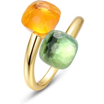 Candy Colored Gem Ring Female S925 Silver Gold Plated Diamond Open Finger Ring Light Luxury Personality Fashion