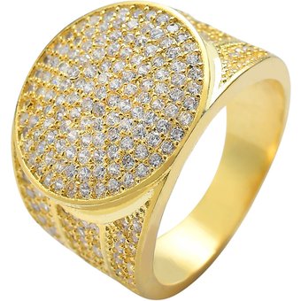 Real Electroplated Micro Inlaid Zircon Hip-hop Hiphop Men's Personalized Gold Ring