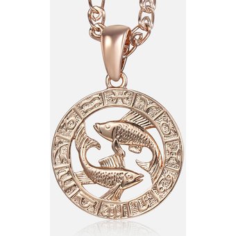 2025 New Arrivals 12 Constellation Pendant Necklace for Women and Men, 585 Rose Gold Colored Necklace, available as a birthday gift