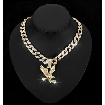 Hip Hop Rap Design Bling Full Of Diamonds Personality Spreading Eagle Pendant Fashion Cuban/tennis/twists Chain Men Women Necklace Jewelry