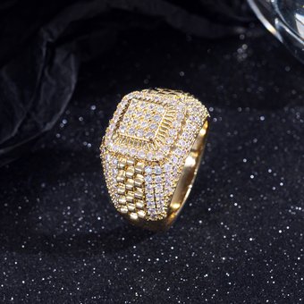 New Accessories Style HipHop Men's Trendy Brand Full Street Dance Diamond Ring Hot