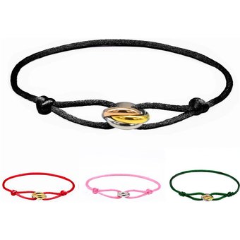Designer Hand Woven Couple Stainless Steel DIY Bracelet With Color And Three Ring Adjustable Bracelet, Women's