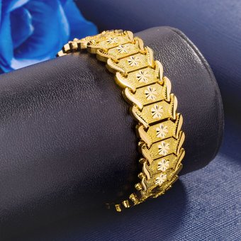 Store Same Style Fashion Car Flower Heart Wide Version Molded Jewelry Bracelet Men's Gold Plated Accessories