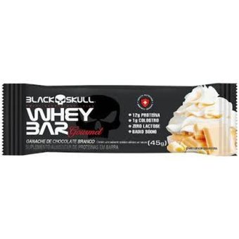 Barra de Proteína Black Skull Whey Bar Gourmet - 45 g - Ganache de Chocolate Branco