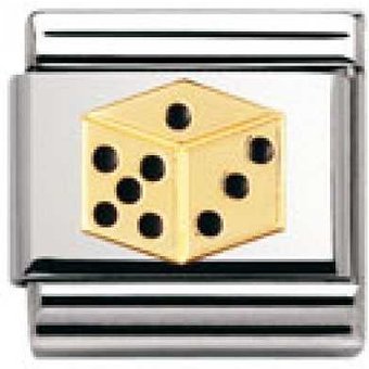 Nomination Classic - GOOD LUCK Edelstahl, Email und 18K-Gold (Wurfel)