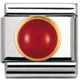 Nomination Classic - EDELSTEINE RUND aus Edelstahl und 18K-Gold (ACHAT ROT)