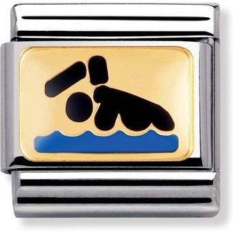 Nomination Classic - SPORTS Edelstahl, Email und 18K-Gold (Schwimmer)