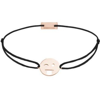 Momentoss Filo Armband - Textil - Schwarz - rosé vergoldet - Emoji One - zwinkern - 21201402