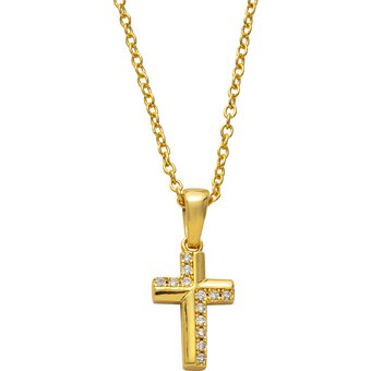 Auranto Collier - Silbercollier Kreuz gold - M262095