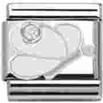 Nomination Classic - SilverShine aus Edelstahl mit 925er Silber, Email und Zirkonia - Schmetterling WeiĂź - 330305/08