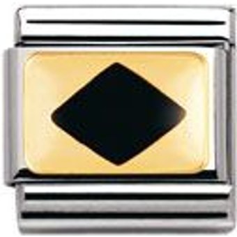 Nomination Classic - GEOMETRIC Edelstahl, Email und 18K-Gold (Raute SCHWARZ)