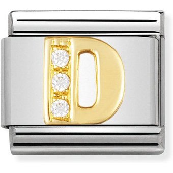 Nomination Classic - BUCHSTABEN Edelstahl, 18K-Gold und Cubic Zirc. (D)