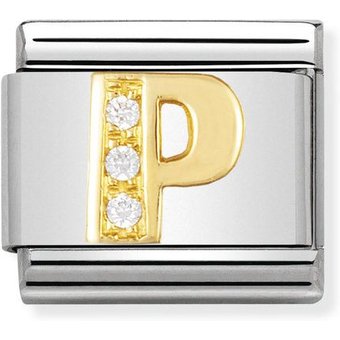 Nomination Classic - BUCHSTABEN Edelstahl, 18K-Gold und Cubic Zirc. (P)