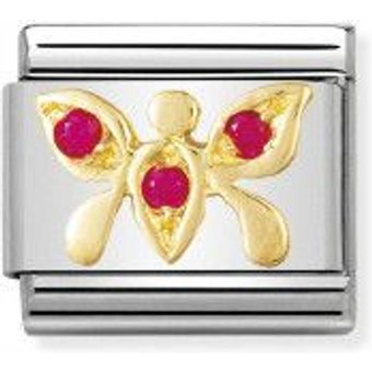 Nomination Classic - TIERE - LUFT Edelstahl, 18K-Gold und Cubic Zirc. (Schmetterling ROT)