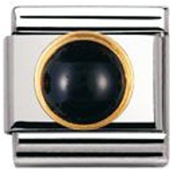 Nomination Classic - EDELSTEINE RUND aus Edelstahl und 18K-Gold (ACHAT SCHWARZ)