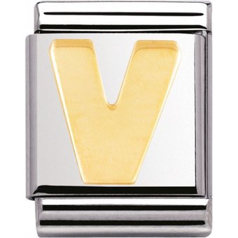 Nomination BIG - BUCHSTABE Edelstahl und 18K-Gold (V)