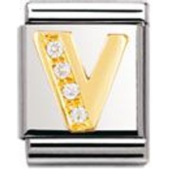 Nomination BIG - BUCHSTABEN Edelstahl, 18K-Gold und Cubic Zirc. (V)