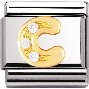 Nomination Classic - BUCHSTABEN Edelstahl, 18K-Gold und Cubic Zirc. (C)