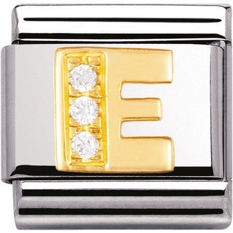 Nomination Classic - BUCHSTABEN Edelstahl, 18K-Gold und Cubic Zirc. (E)