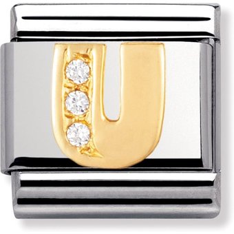 Nomination Classic - BUCHSTABEN Edelstahl, 18K-Gold und Cubic Zirc. (U)