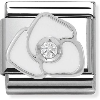 Nomination Classic - SilverShine aus Edelstahl mit 925er Silber, Email und Zirkonia - Rose WeiĂź - 330305/06