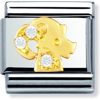 Nomination Classic - STERNZEICHEN Edelstahl, 18K-Gold und Cubic Zirc. (Steinbock)