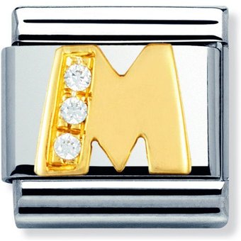 Nomination Classic - BUCHSTABEN Edelstahl, 18K-Gold und Cubic Zirc. (M)