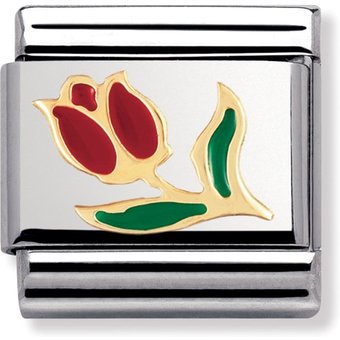 Nomination Classic - NATURE Edelstahl, Email und 18K-Gold (Tulpe)