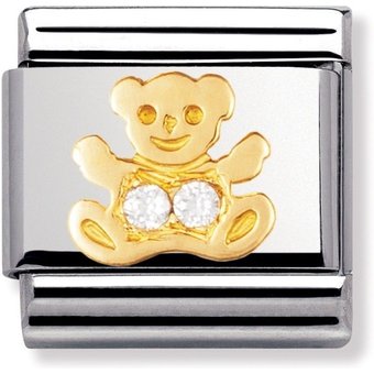 Nomination Classic - TIERE - LAND Edelstahl, 18K-Gold und Cubic Zirc. (Bar WEISS)