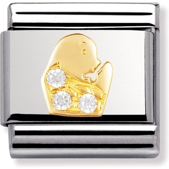 Nomination Classic - STERNZEICHEN Edelstahl, 18K-Gold und Cubic Zirc. (Jungfrau)