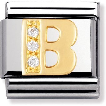 Nomination Classic - BUCHSTABEN Edelstahl, 18K-Gold und Cubic Zirc. (B)