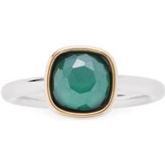 Edelstahl Ring Adriana fĂĽr Damen mit Glasstein, grĂĽn