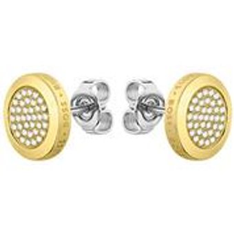 Damenohrstecker aus Edelstahl mit Glassteinen, IP Gold