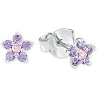 Blüten Ohrstecker aus 925er Silber mit Zirkonia