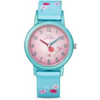 Blumen Uhr fĂĽr Kinder in TĂĽrkis
