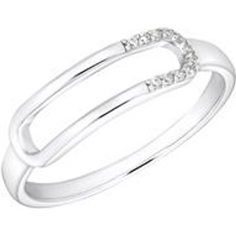 Damen Gravurring aus Sterlingsilber mit Zirkonia