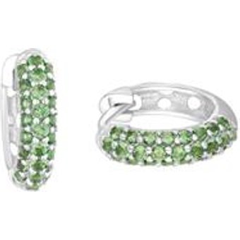 925er Silber Creolen für Mädchen mit Zirkonia, grün